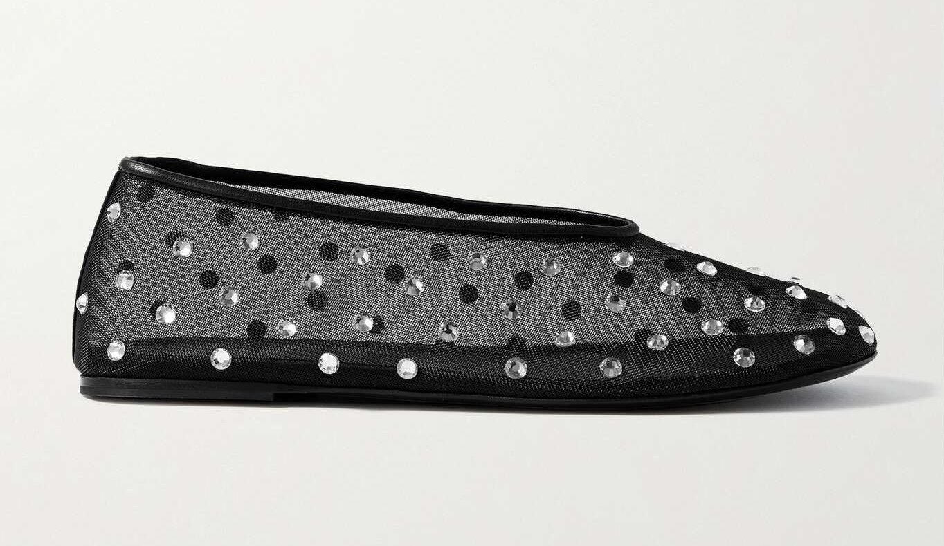 Khaite Marcy Crystal-embellished Mesh Ballet Flats