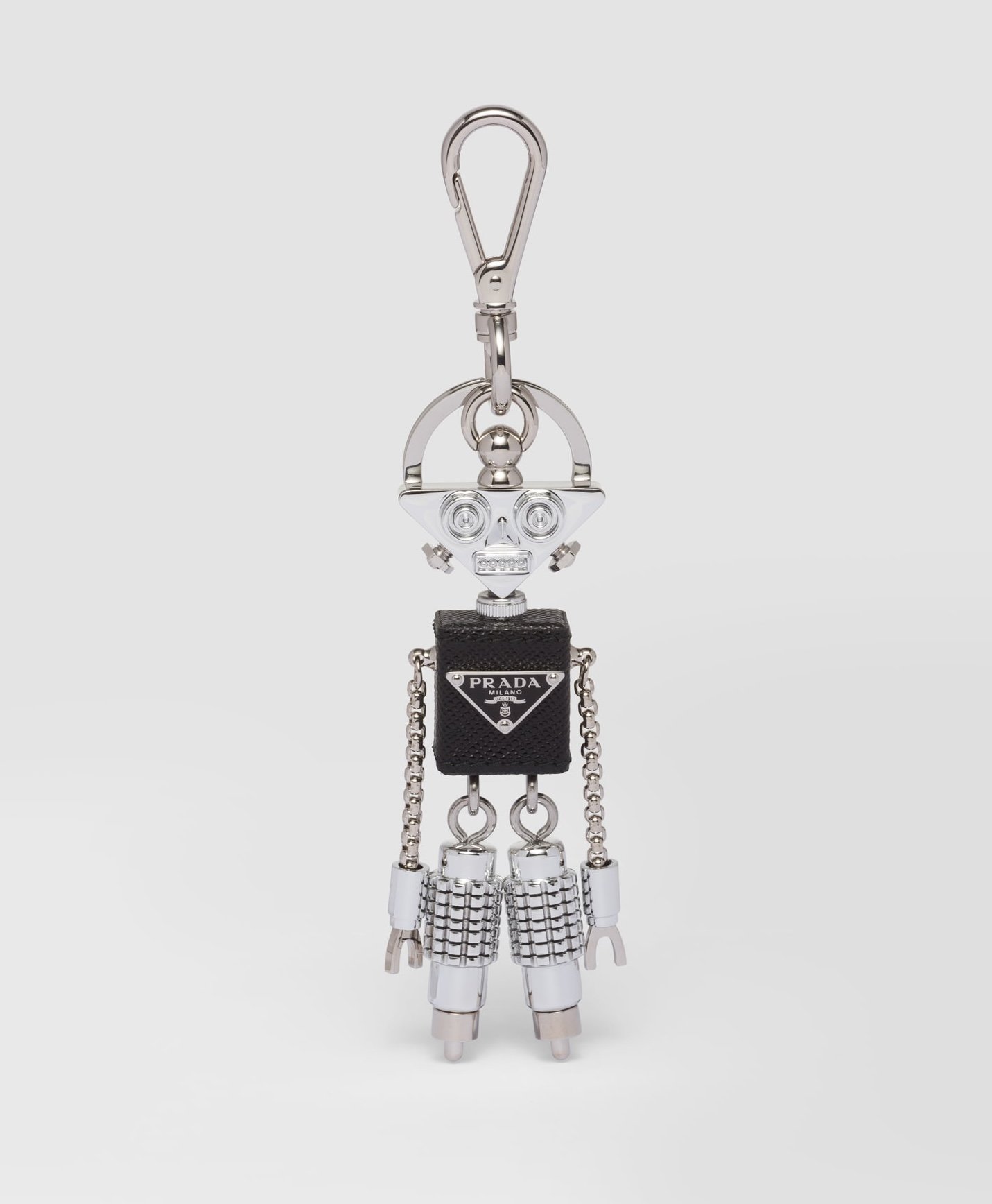 Prada Saffiano Leather Robot Keychain