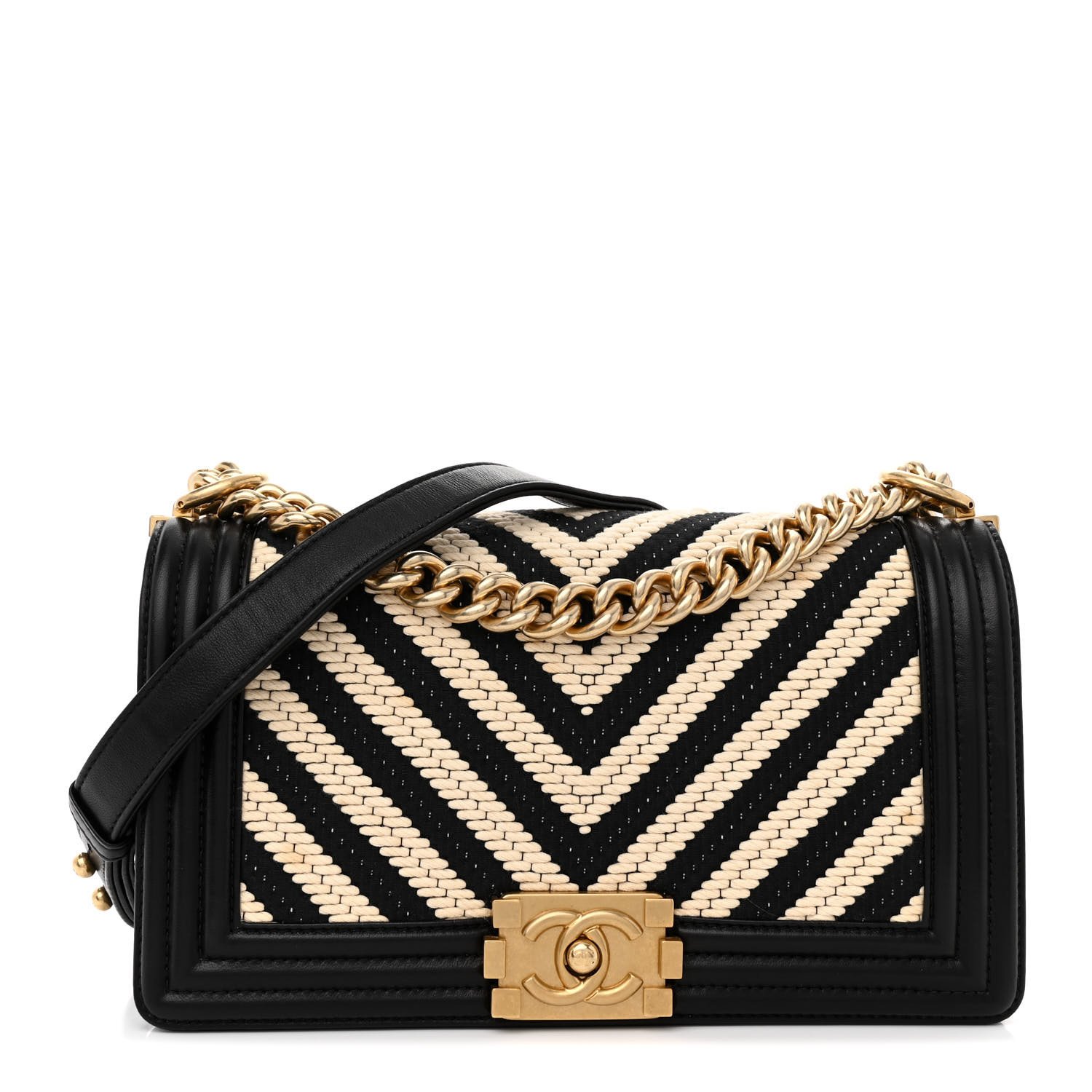 chanel braided boy bag