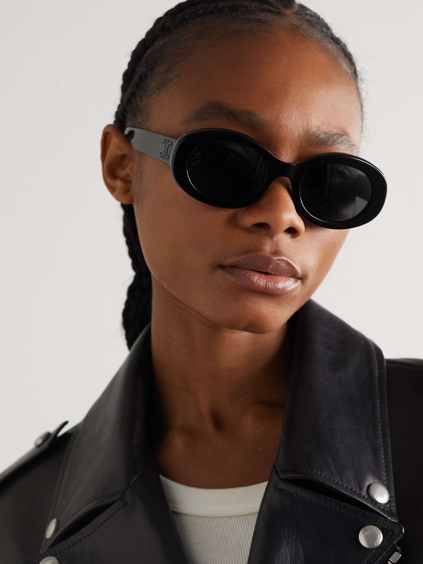 Celine Triomphe Oval-frame Acetate Sunglasses