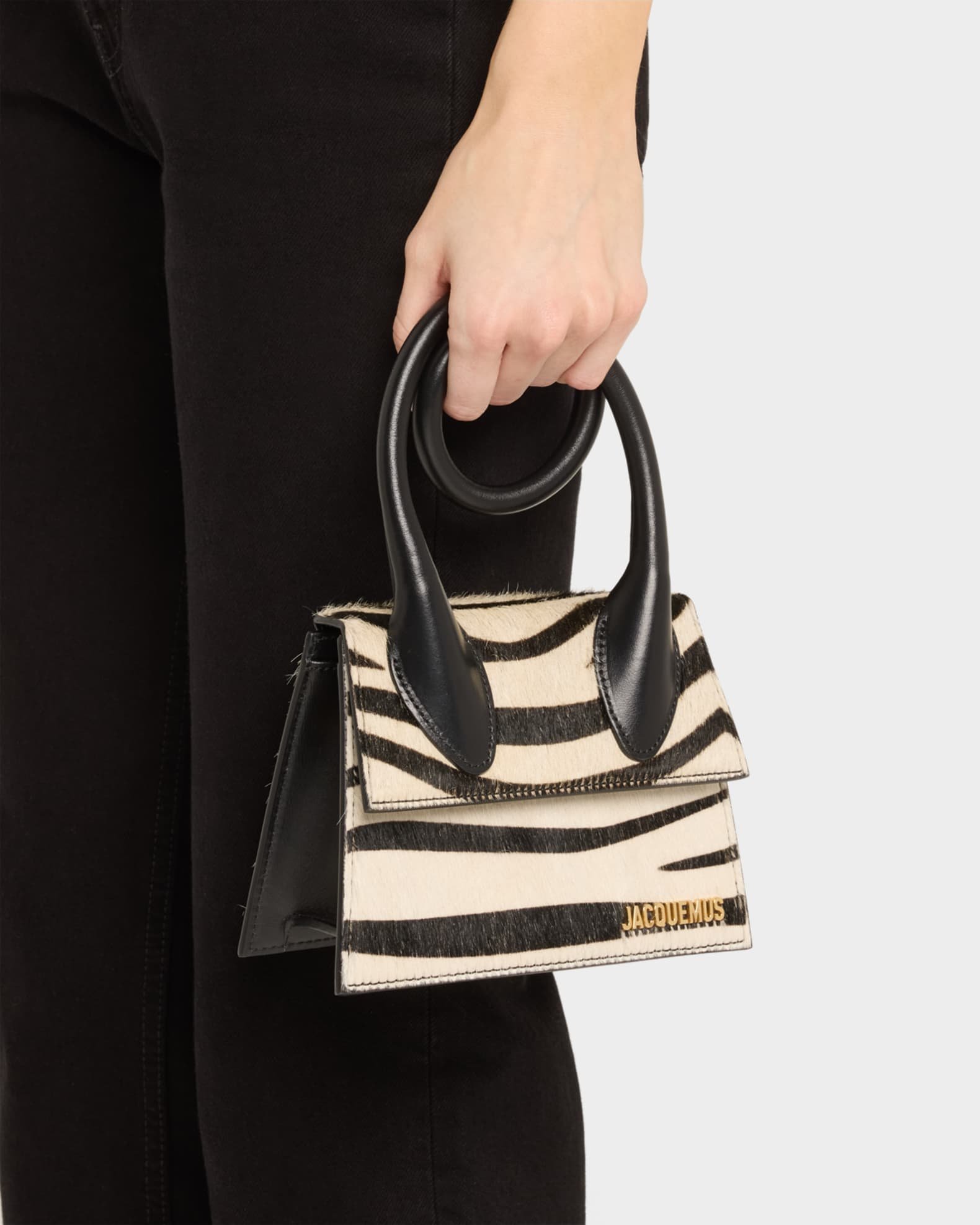 Jacquemus Le Chiquito Noeud Zebra Printed Leather Top-Handle Bag
