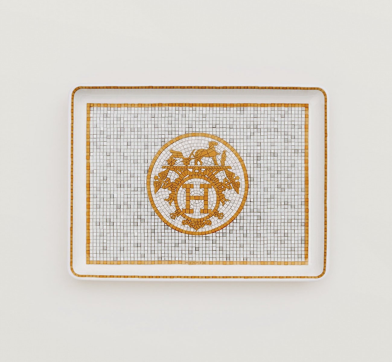 Hermès Mosaic Au Gold Tray