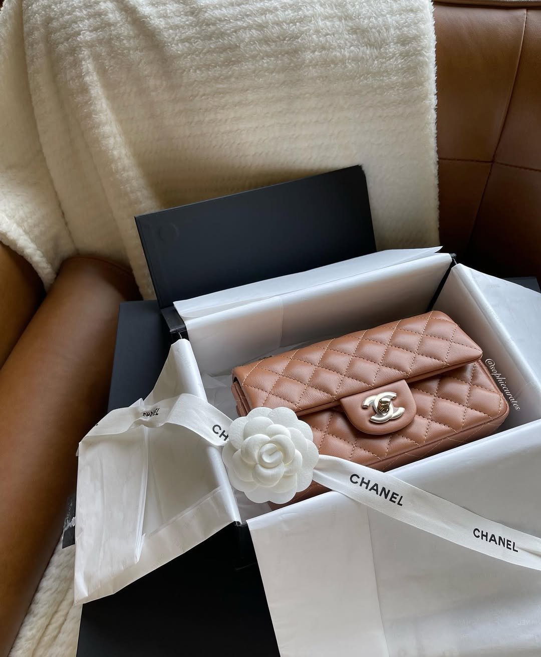 chanel caramel mini flap bag