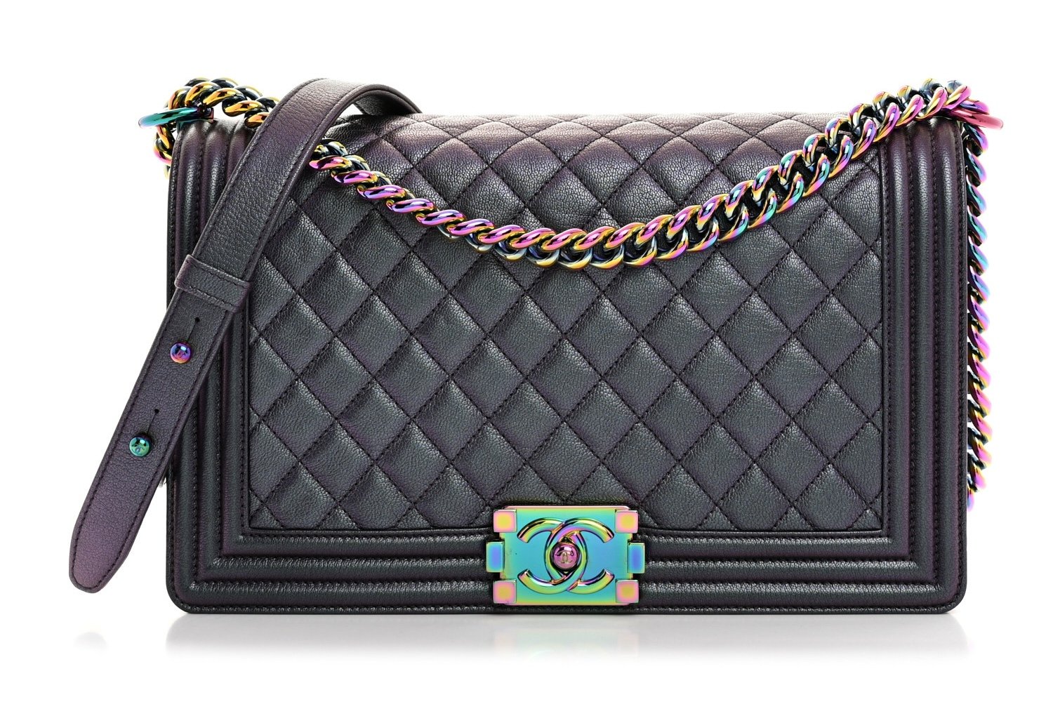 chanel boy bag iridescent goatskin