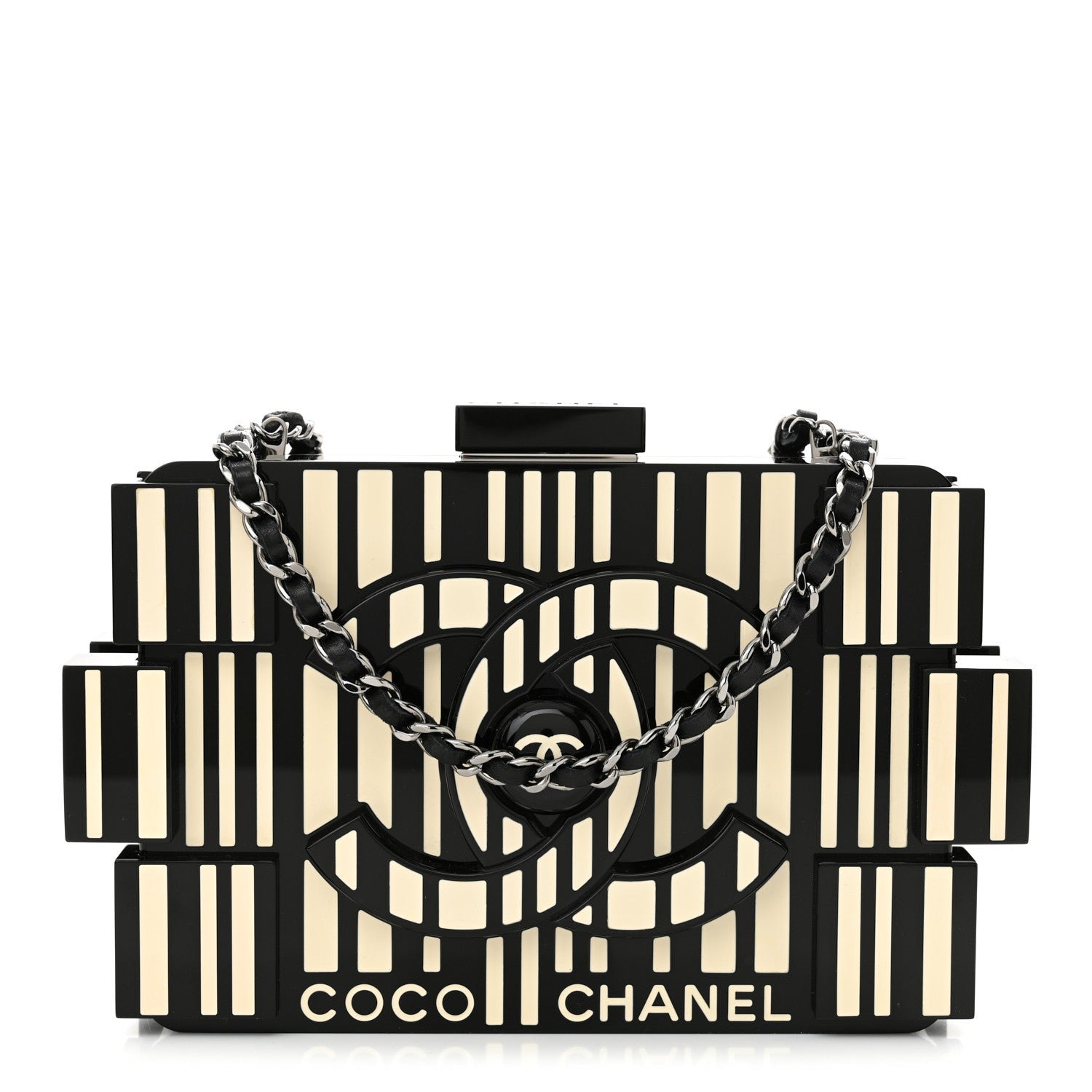 Chanel Plexiglass Barcode Boy Brick Lego Clutch Black