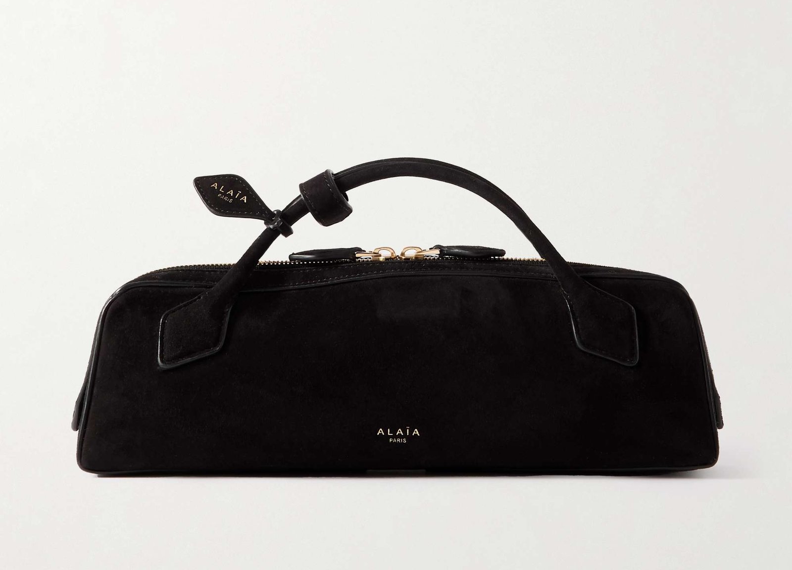 Alaïa Le Teckel leather-trimmed Suede Clutch