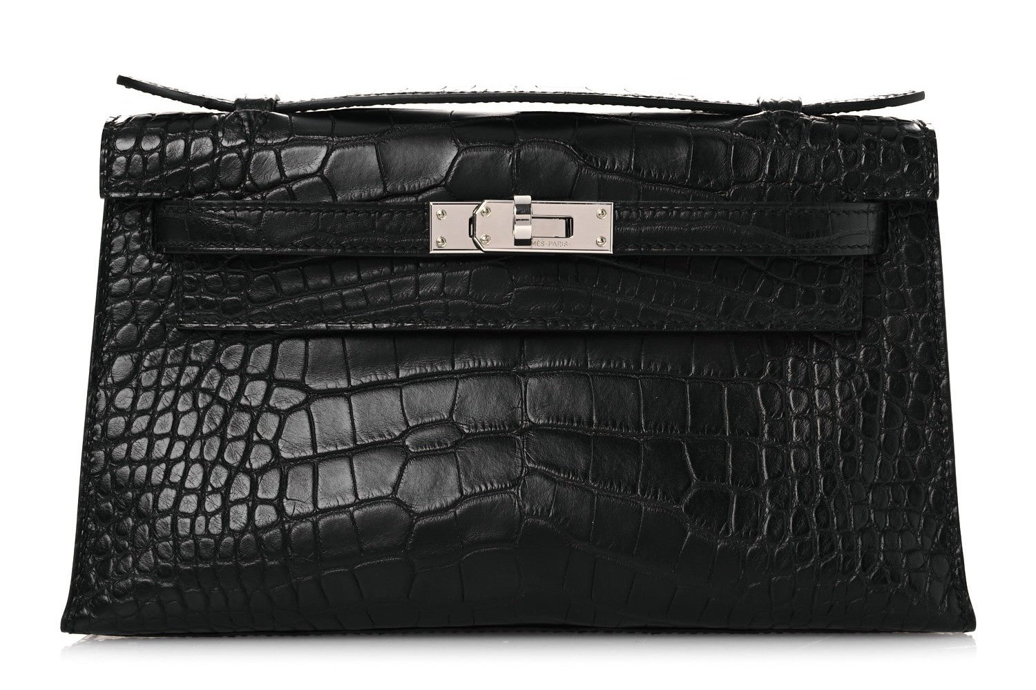 Hermes Matte Alligator Kelly Pochette Black