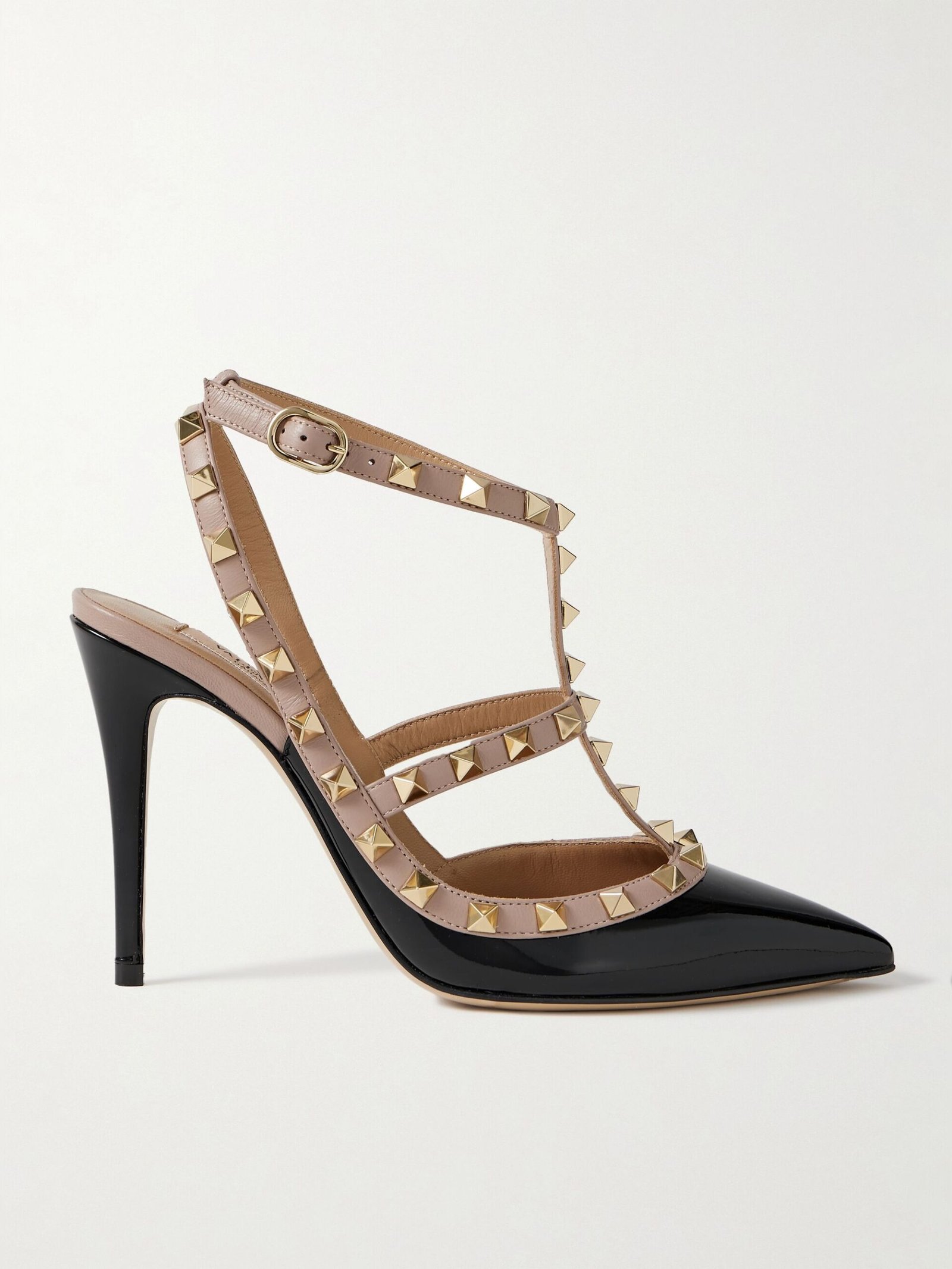 Valentino Garavani Rockstud 100 two-tone patent-leather pumps