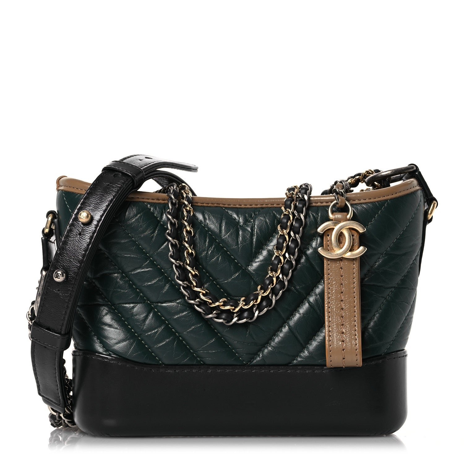 Chanel Small Gabrielle Hobo Green Black