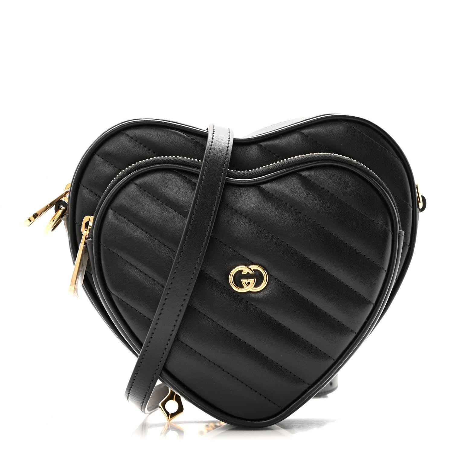 Gucci Mini Interlocking G Heart Shoulder Bag Black